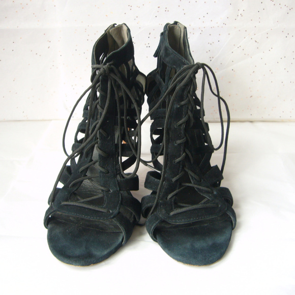 Pour La Victoire Caged Lace Up Sandal - Black 10 - Picture 7 of 8